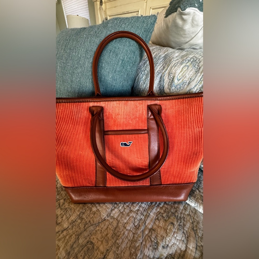 Vineyard Vines Coral Corduroy Tote - Picture 3 of 10